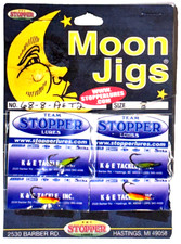 K & E Moon Jig Size 8 Chartreuse Black Red Dot and Orange Chartreuse Black Dot