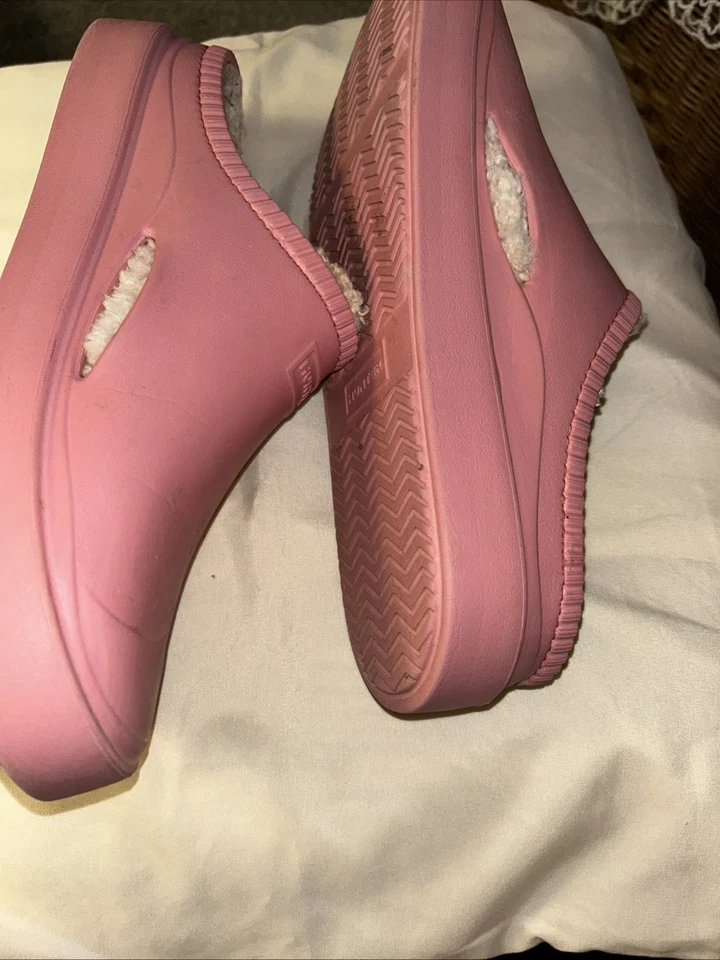 Zuecos aislantes Hunter In/Out Bloom de cuero rosa. Talla 9 Foto 3 de 4