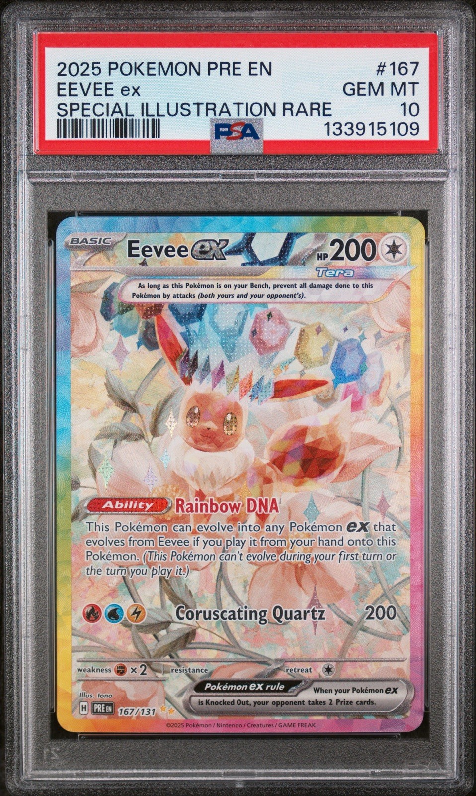 2025 POKEMON PRISMATIC EVOLUTIONS #167 EEVEE EX SIR PSA 10