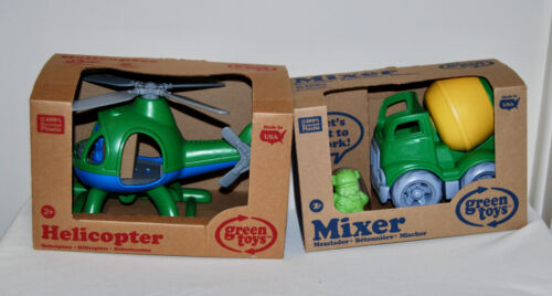 NIB Set of 2 Green Toys Eco-Friendly Toys Mixer and Helicopter