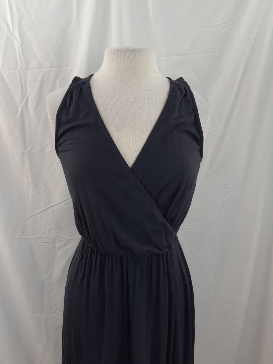 Old Navy Women's S Gray Sleeveless Cross Front Midi Dress Rayon Stretch NWT