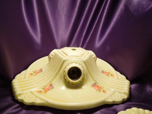 Vtg Shabby Chic Porcelain Ceiling Light Fixtures Petite Pink Flower Set 3 - Picture 3 of 12