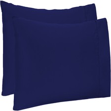 Egyptian Cotton Queen Size Pillow Case Set Navy Blue Solid 600 TC free Shipping