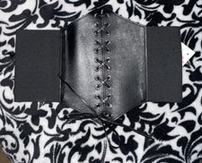 Womens Belt Wide Buckle Elastic Stretch Women Faux Leather Skinny Waist Dress US