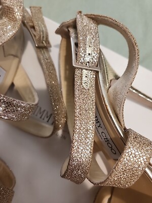 Jimmy Choo Vamp Gold Glitter Sandals Size 42 With Box | eBay