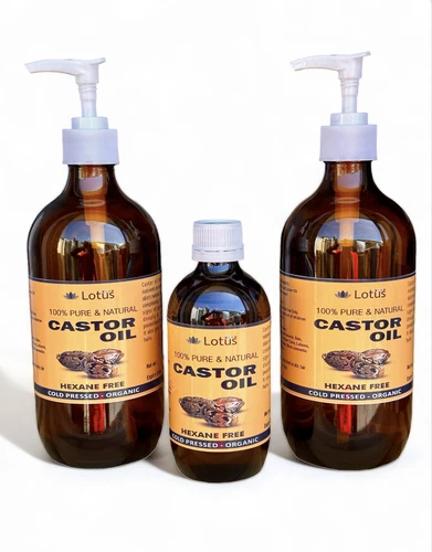 Castor Oil 100% Pure Cold pressed, Hexane Free, Glass Bottle 200ml, 500ml.