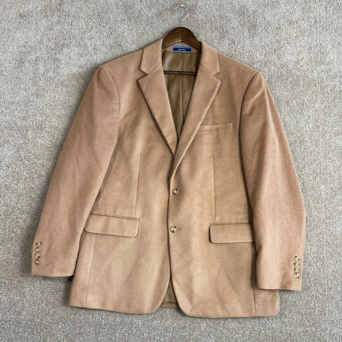 Croft Barrow Blazer Jacket Mens Size 42 Tan Faux Suede Microfiber Sports coat