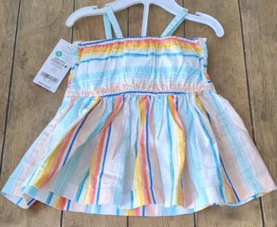 NEW Carters Girls Linen Blend Striped Colorful Sleeveless Summer Dress Size  3M | eBay
