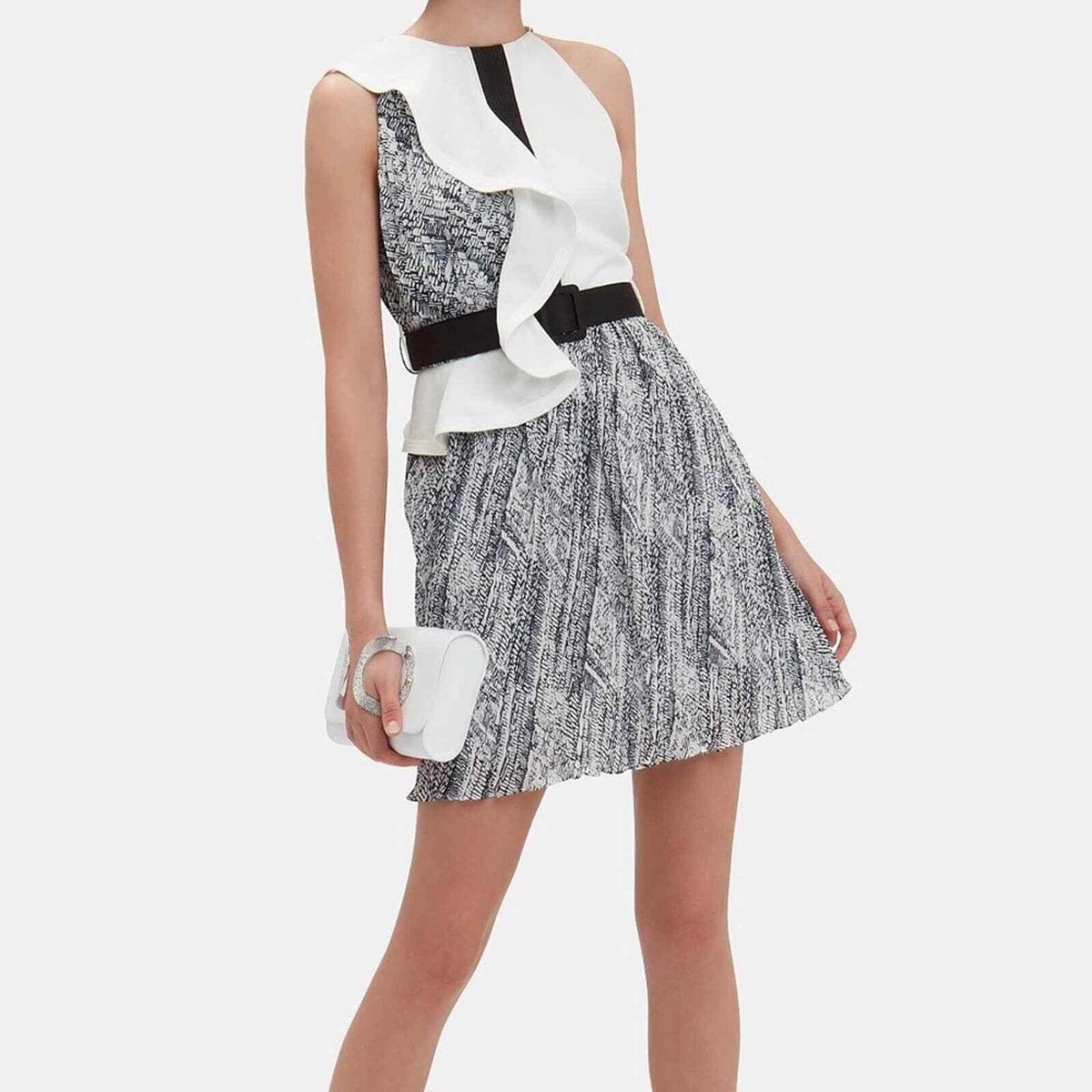 Self portrait frill clearance contrast mini dress