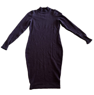 Elie Tahari Sweater Dress Dark purple 100% Cashmere Turtleneck Knee Length Small
