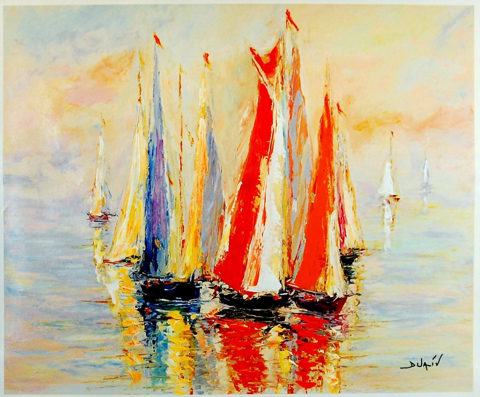 CONSIGNED ESTATE Duaiv Evening of Sails Mixed Media H/ Signed canvas UnFramed