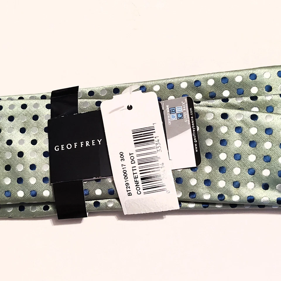 Corbata clásica GEOFFREY BEENE verde azul blanco confeti a lunares mezcla de seda Foto 3 de 3