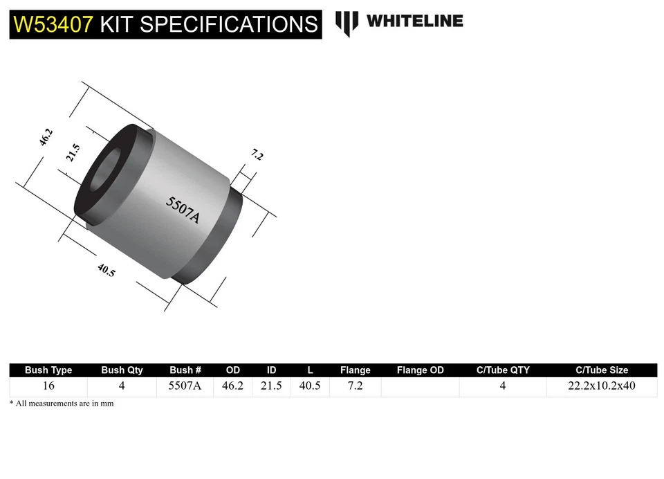 WHITELINE W53407 Brazo de control delantero Kit de casquillo superior para AUDI S6 C5 C6 C7 Foto 3 de 3