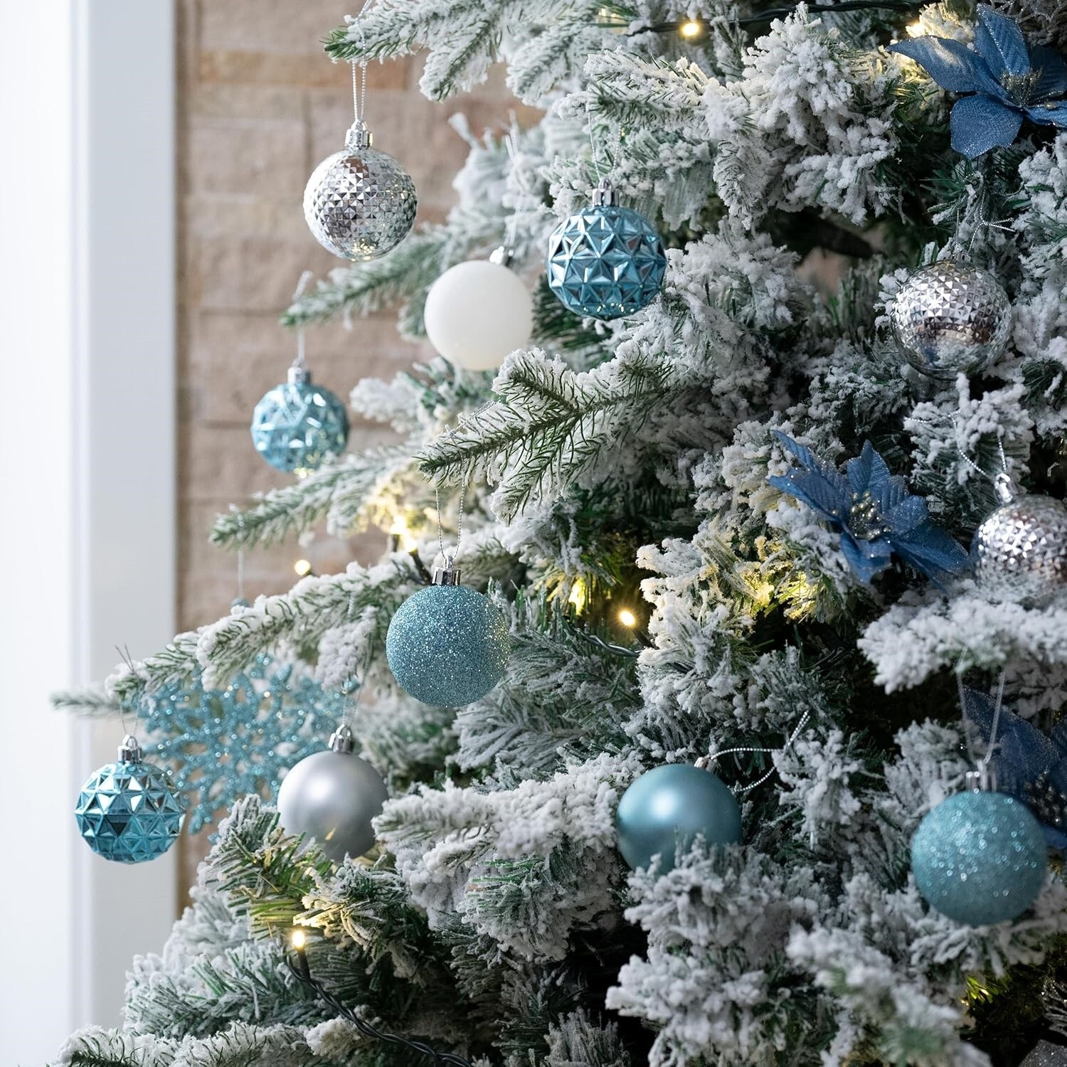 50 Adornos Bolas Navidenos Decoracion De Navidad Azul Para El Arbolito