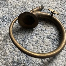 Antique DEURA CIRCULAR BRASS BULB HORN  Without Bulb. Circa 1900”s
