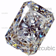 CUBIC ZIRCONIA EMERALD-RADIANT CUT SUPER QUALITY WHITE CZ CLEAR U.S.A SHIPPER