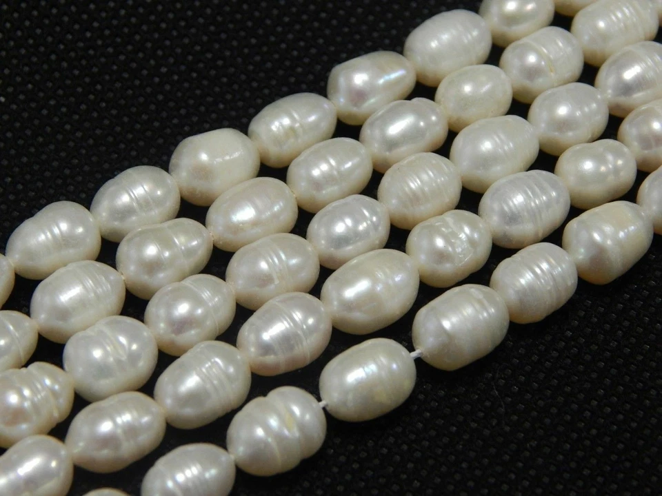 15stk Süßwasserperlen 10mm Weiß Natur Reiskorn Zuchtperlen keshi Schmuck D491 - Bild 3 von 3