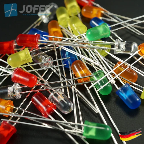 Leuchtdiode LED - 5MM - RUND - Weiß KLAR / Grün, Blau, Rot, Orange, Gelb DIFFUS