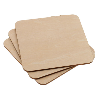 3x Quadratische MDF Unbearbeitete Holz Rohling Plakette zum Malen Zeichnen 100x100mm