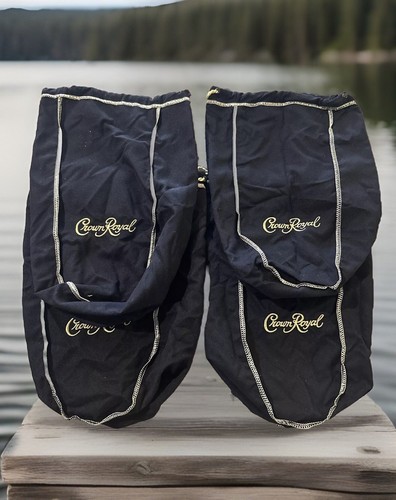 Lot of 4 Crown Royal 1.75L Extra Large Black Drawstring Bags 12 inch EXCELLENT