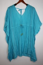 Women's Miken Swim Lace Caftan Swimsuit Cover Up Scuba Blue Large