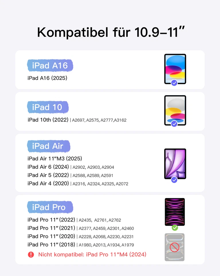 Inateck Hülle Tastatur Ultraleichte iPad 11 Gen. A16,iPad 10,Air 7/6,Pro 11 10.9 - Bild 2 von 4