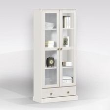 VETRINA IN LEGNO MASSELLO CM 85X35 H. 193 BIANCO OPACO