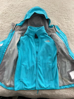 THE NORTH FACE Hyvent 2-in 1 Hooded Jacket Blue/White Girls THE NORTH FACE Hyvent 2-in 1 Hooded Jacket Blue/White Girls