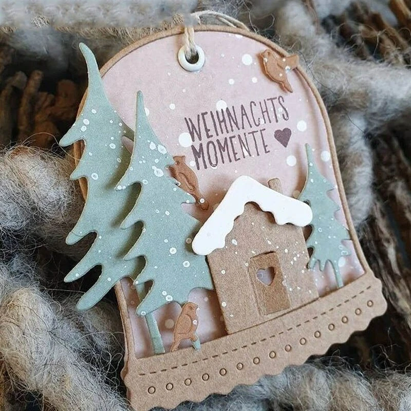 Weihnachten Haus Wald Cutting Dies Stanzschablone Scrapbooking Album Karte Deko - Bild 2 von 4
