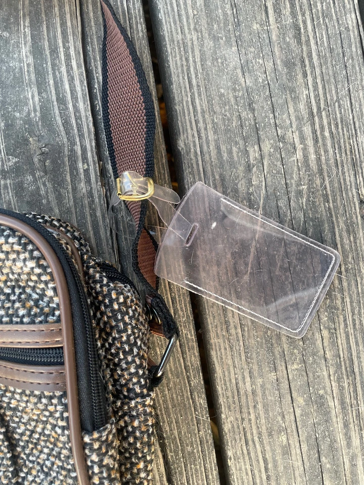 American Tourister Tweed Carry On Luggage Laptop Bag Shoulder Strap 3 Zippers - Image 4 of 4