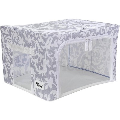Periea 'Beau' Metal Frame Folding Storage Bin, Small,  Damask Grey