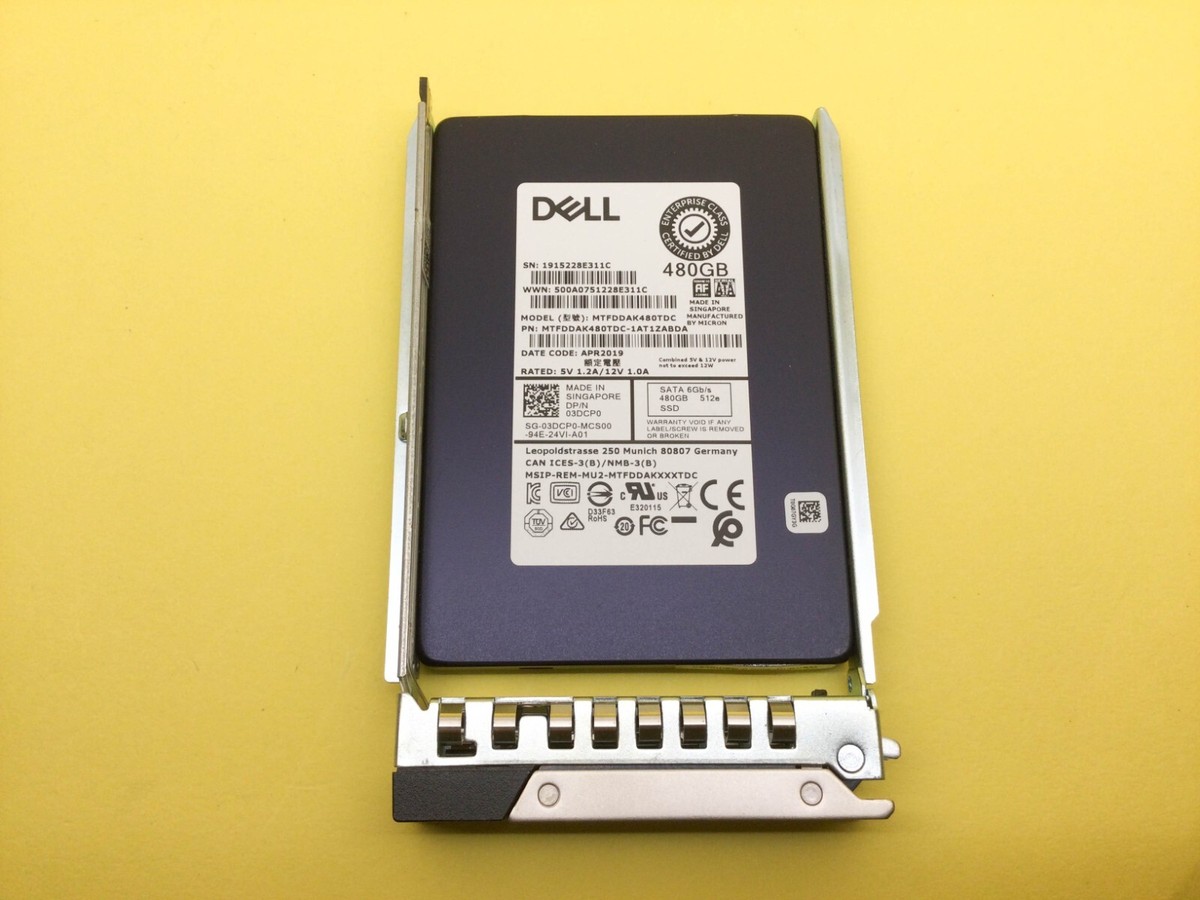 ②-WA369 DELL SATA 480GB SSD 2.5 1点 3DCP0 Dell 480GB SATA 6Gb/s Read Intensive 512e 2.5