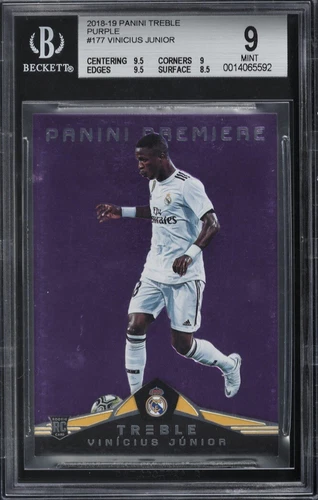 2018-19 Panini Treble VINICIUS JUNIOR Jr RC 177 /49 Purple Bgs 9 Ming Madrid Sp