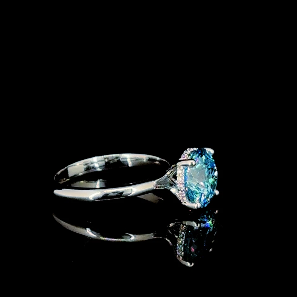 3 CT Round Portugal Lab Grown Diamond Fancy Vivid Blue VS1 With 14 KT Ring - Image 3 of 4