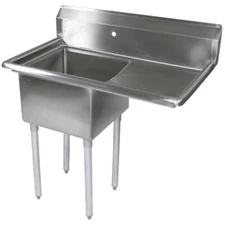 39" Stainless Steel One Bay Mop Sink with Right Drainboard Bowl Size 18"x18"