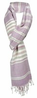 Tigertie Schal In Flieder Grau Olivegrau Gestreift Mit Fransen - Gr. 180 X 50 Cm