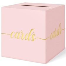Pink Wedding Card Box Gold Foil Gift Case Party Graduation Birthday Raffle