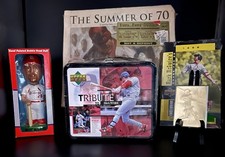 Tribute To Mark McGwire: Lunch Box, gold card, St Louis Dispatch & Bobble Head