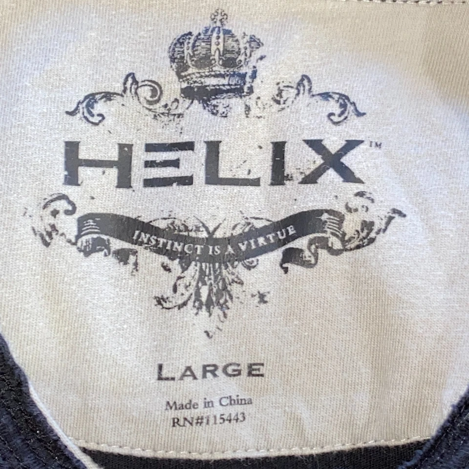 Camiseta Helix Hombre Talla Grande Negra Estampado Gráfico 1/4 Botón Foto 3 de 3
