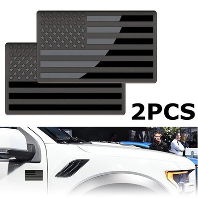 #ad 2PCS 3D USA Flag Sticker American Car Truck Decal Emblem Black US NEW $0.99