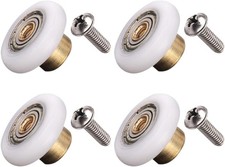 Set of 4 Dia 19mm Stainless Steel Shower Door Wheels Rollers Runners, White, ...