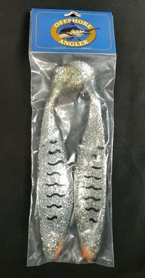 Offshore Angler Big Game Lures 9  Rubber Plastic Baits Silver Mackeral 2pk New