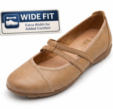 Womens Wide Fit Shoes Comfort Lightweight Casual  Mary Jane Flat Shoes Size UK