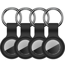 Linsaner 4 Pack Case for AirTag 2nd Gen Regular, B9-Black/Black/Black/Black