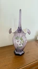 Fenton Hand Painted Purple Basket Vase Signed S. Miller #927 - 11.5”
