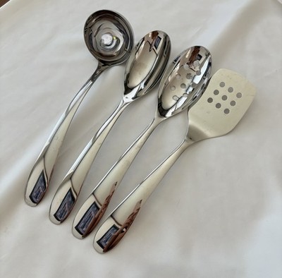 Oneida Stainless Steel Serving Utensil Set 4pc Ladle Slotted Spoon Turner  -13''