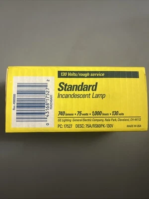 Lot Of 3 Vintage GE General Electric Rough Service Light Bulbs 75W 130V