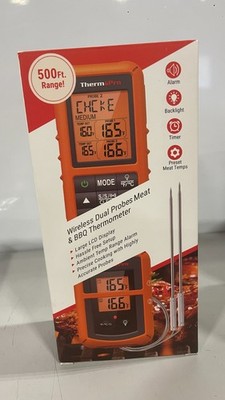 ThermoPro TP20 Wireless Cooking Food Remote Thermometer with Dual Probe - Orange