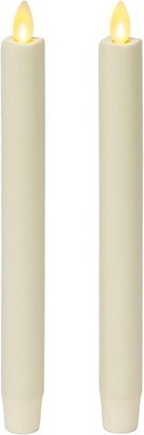 Luminara Set of 2 Moving Flame LED Taper (1x9.75), Flameless Ivory White 