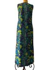 Vintage 60s 70s Tori Richard Honolulu Maxi Dress Psychedelic Floral Hawaiian Mod